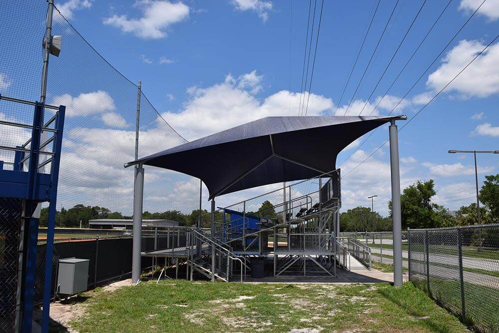 Angled Shade Cover bleachers sports field